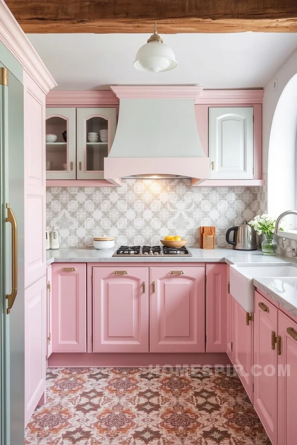 Pastel Mediterranean Kitchen with Vintage Tiles