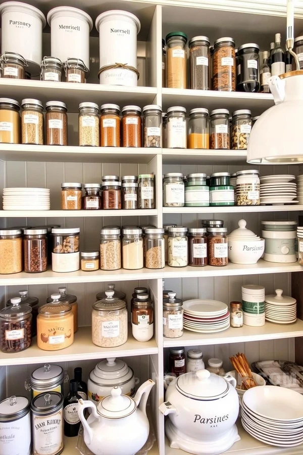 Pastel Parisian Pantry with Stylish Glass Jars