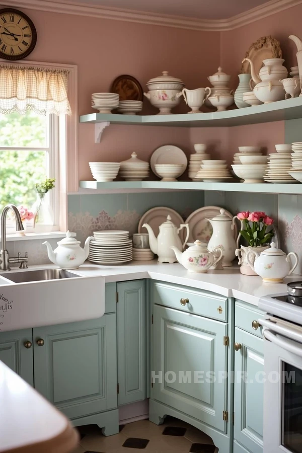 Pastel Victorian Kitchen with Porcelain Charm