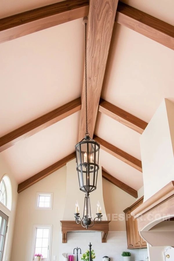 Pastel Walls and Wooden Ceiling Beams