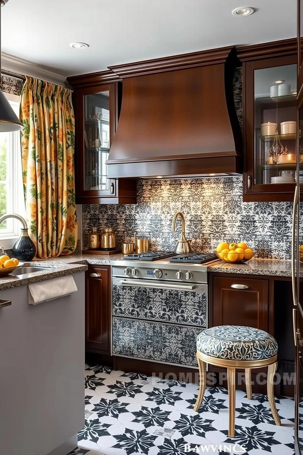 Pattern Play in Glamorous Kitchen Decor