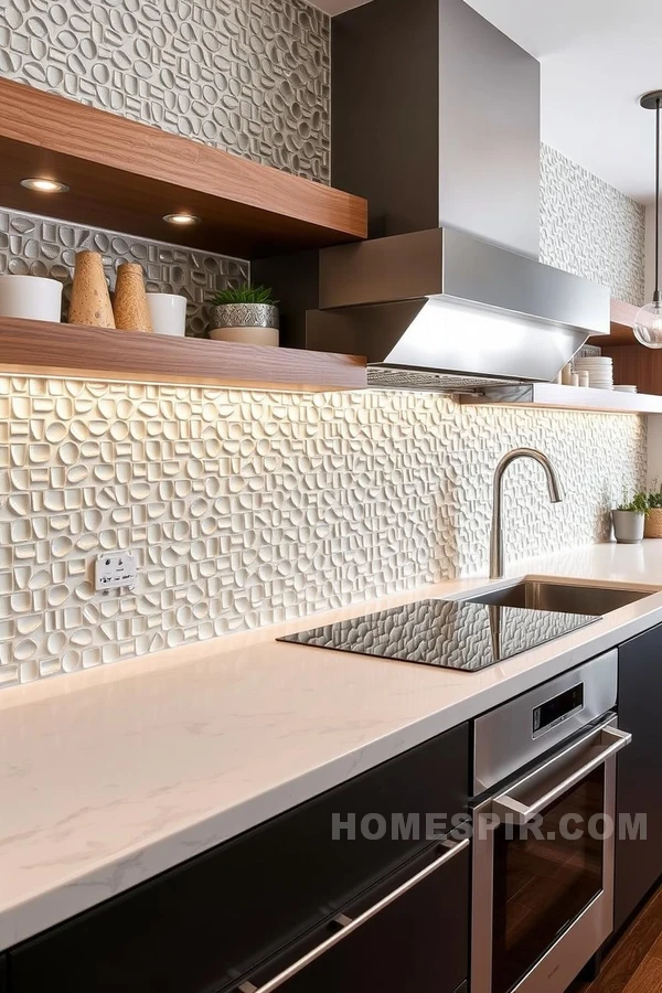 Patterned Glass Tiles Kitchen Design