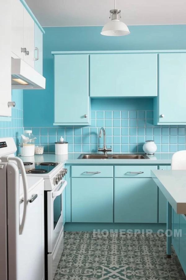 Patterned Tiles in Retro Kitchen