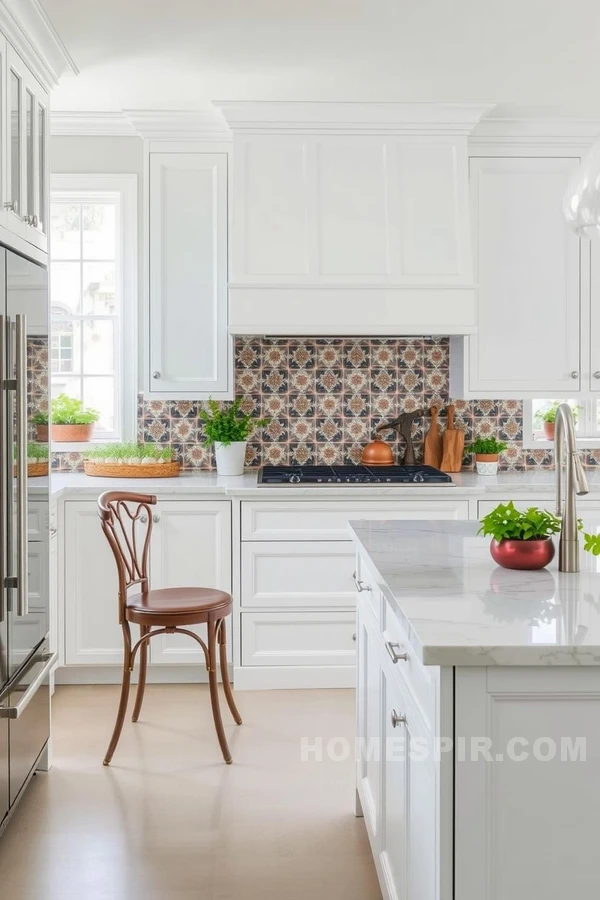 Personalized Transitional Kitchen with Vintage Bar Stools