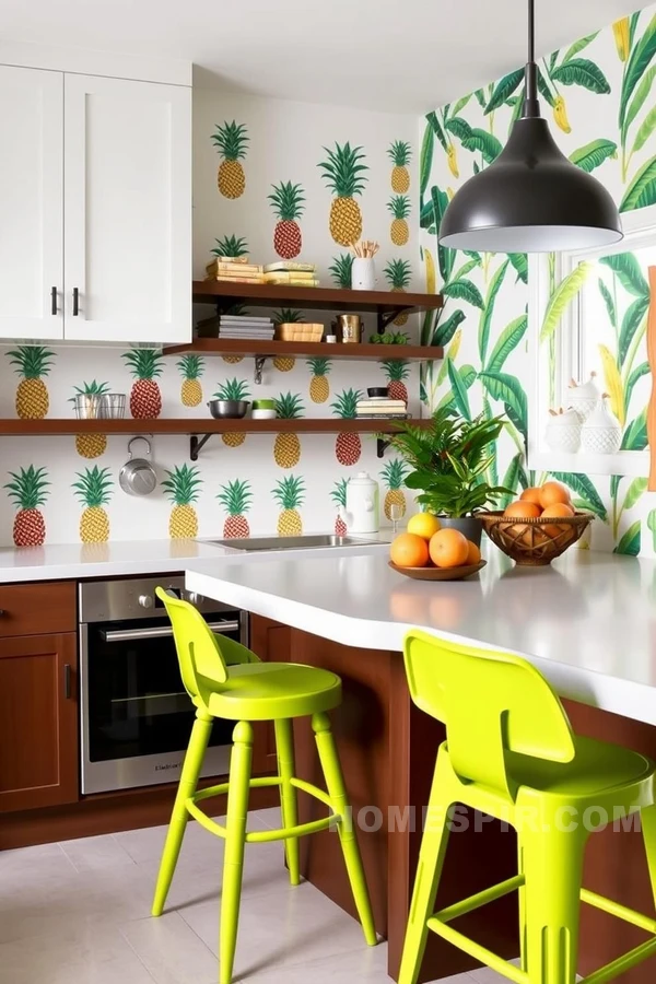 Pineapple Patterned Backsplash Design