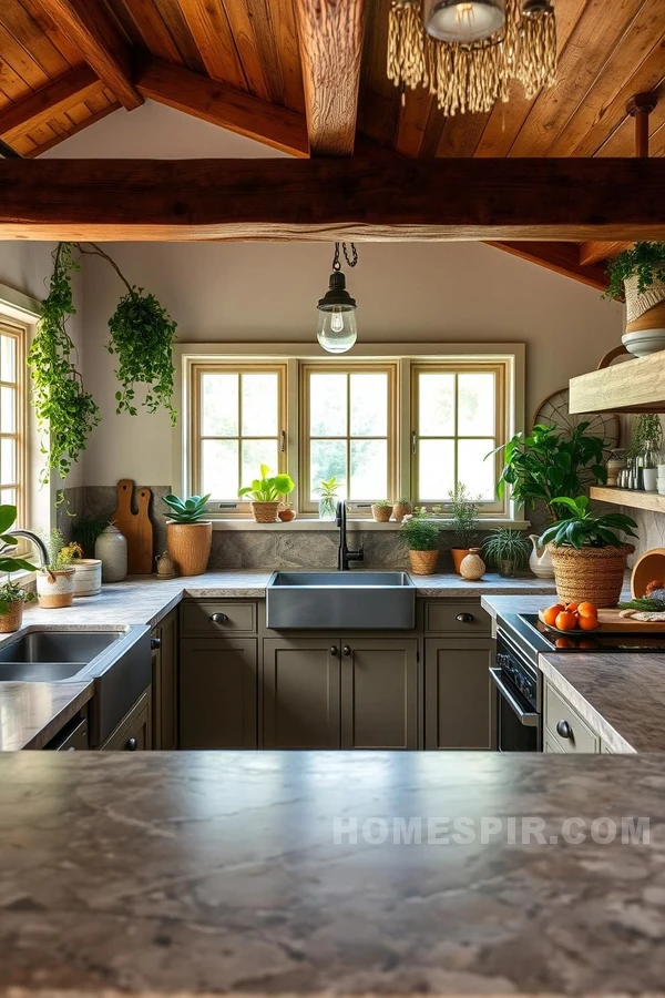 Plant Life Accents in Cottage Kitchen