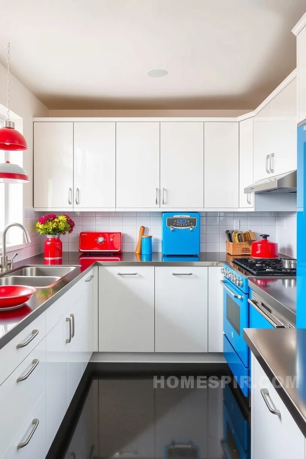 Playful Color Elements in Contemporary Kitchen