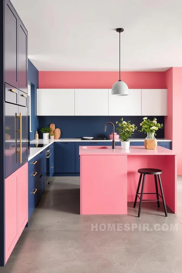 Playful Color Zones in Contemporary Kitchens