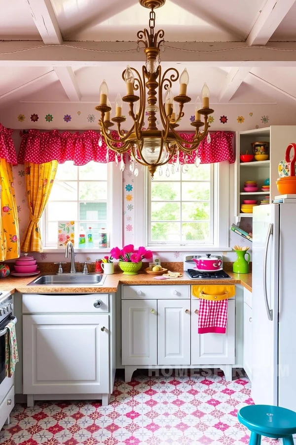 Playful Cottage Kitchen With Vibrant Patterns