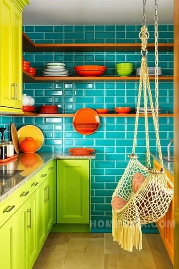 Playful Tropical Kitchen with Bold Colors