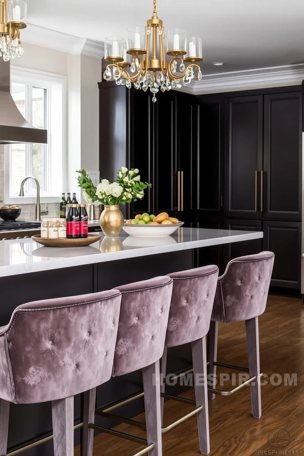 Plush Velvet Accents in a Glam Kitchen