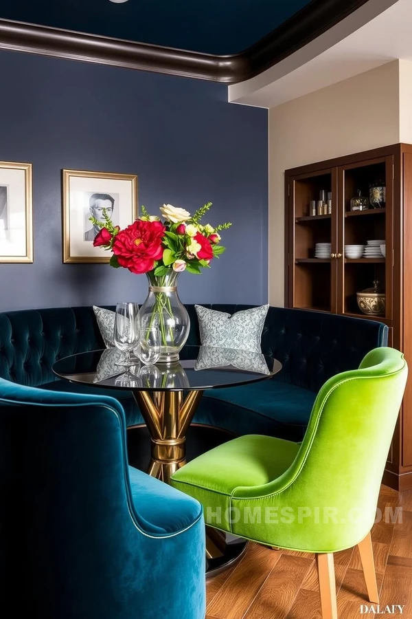 Plush Velvet Seating in Glam Kitchen Nook