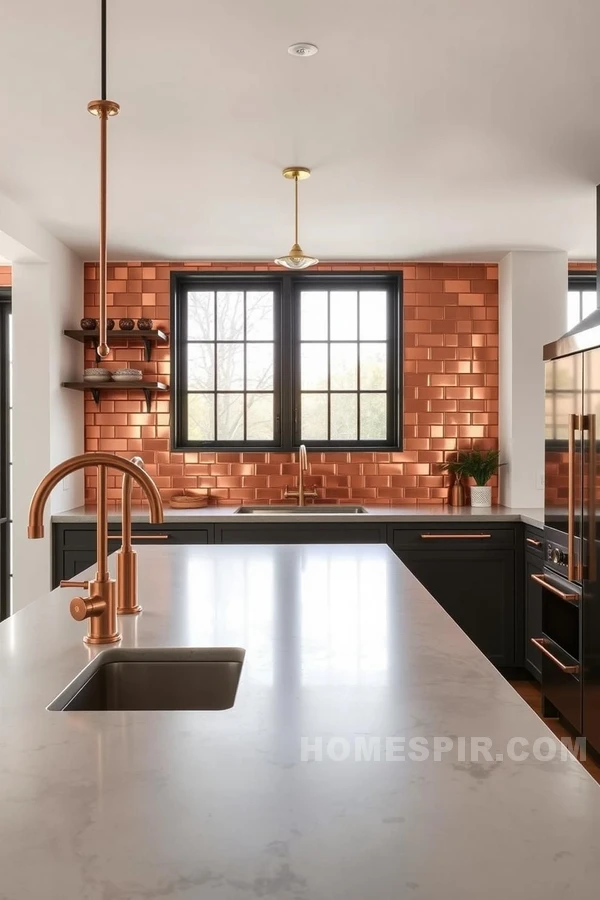 Polished Concrete and Copper in Industrial Kitchen