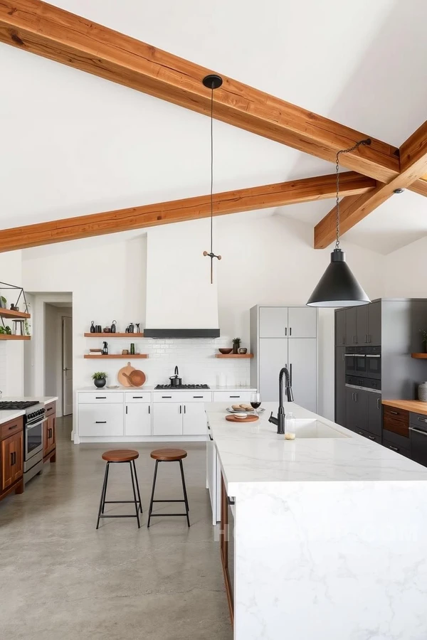 Polished Concrete Flooring in Rustic Kitchen