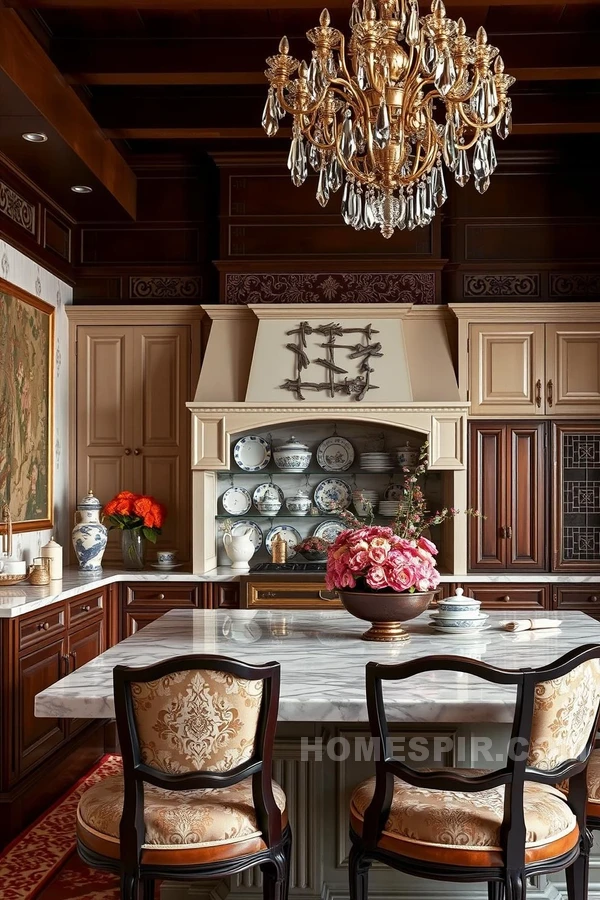 Porcelain Elegance in an Opulent Kitchen