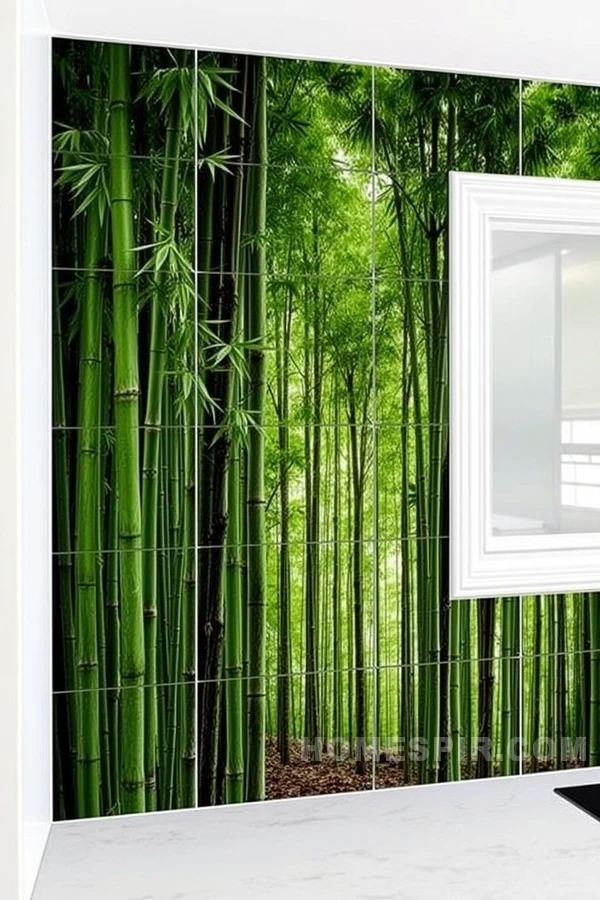 Realistic Bamboo Grove Backsplash Tiles