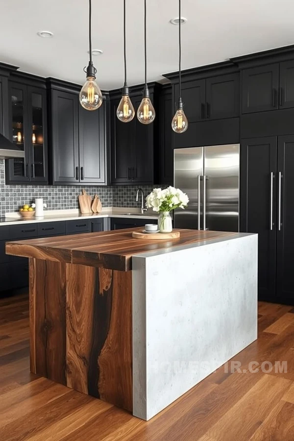 Reclaimed Wood and Concrete Kitchen Island Design