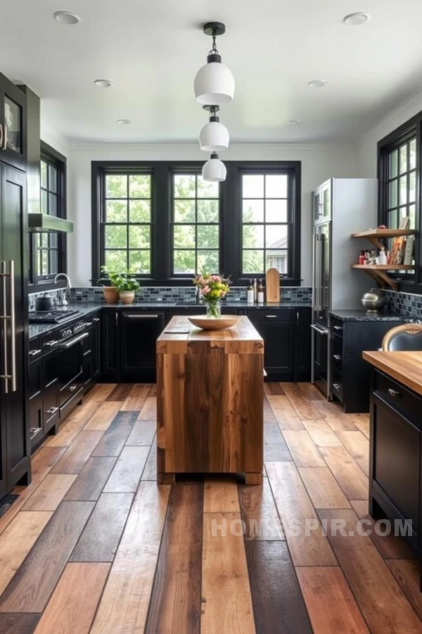 Reclaimed Wood and Sustainable Black White Kitchen