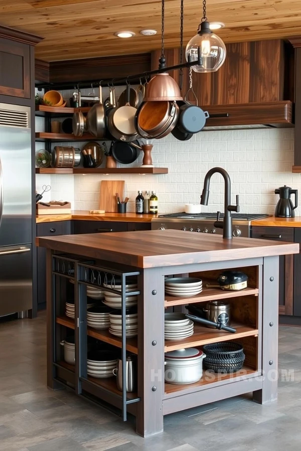 Reclaimed Wood and Wrought Iron for Functional Kitchen