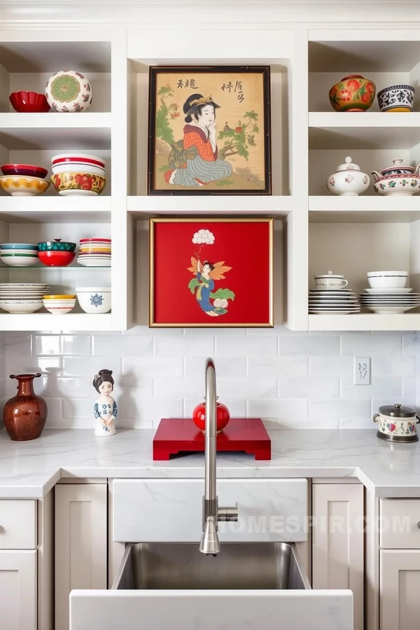 Red Lacquer Table in Balanced Layout