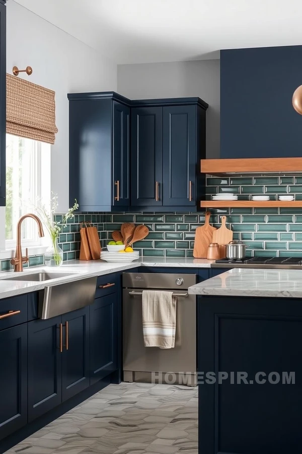 Refreshing Navy and Copper Kitchen Designs