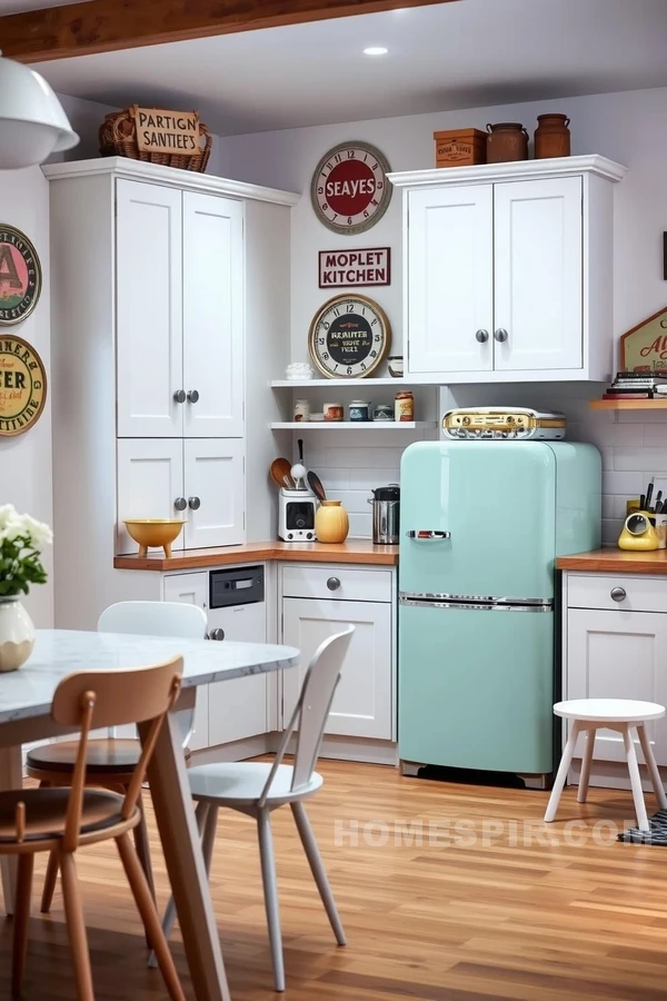 Retro Appliances in Minimalist Cottage Kitchen