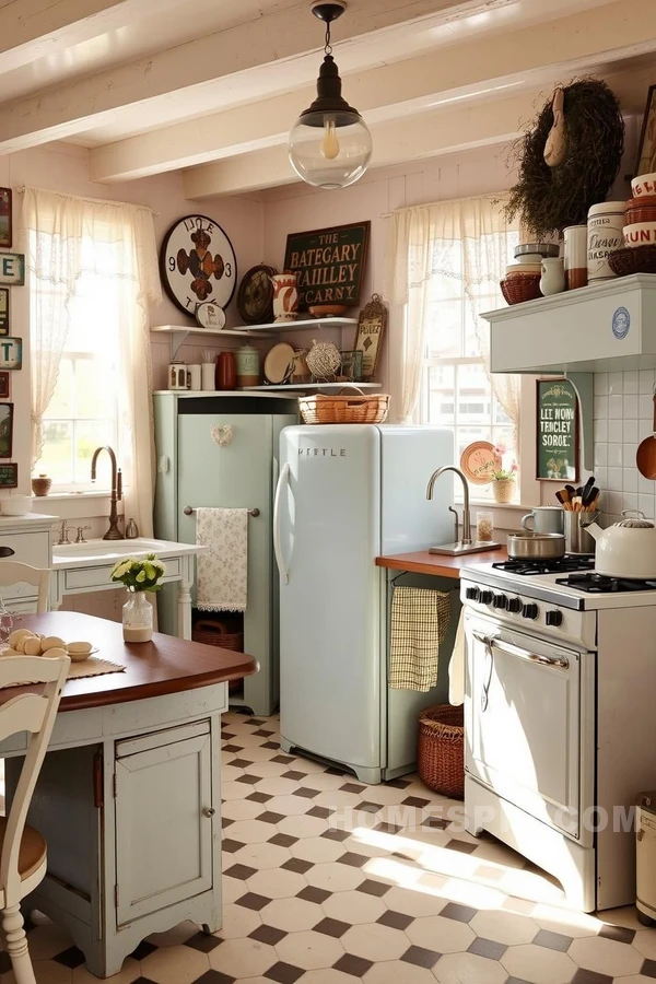 Retro Appliances in Quaint Cottage Kitchen