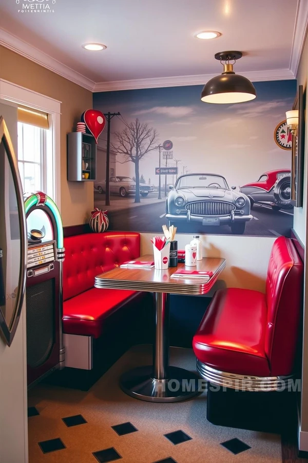 Retro Diner Booth with Vintage Jukebox