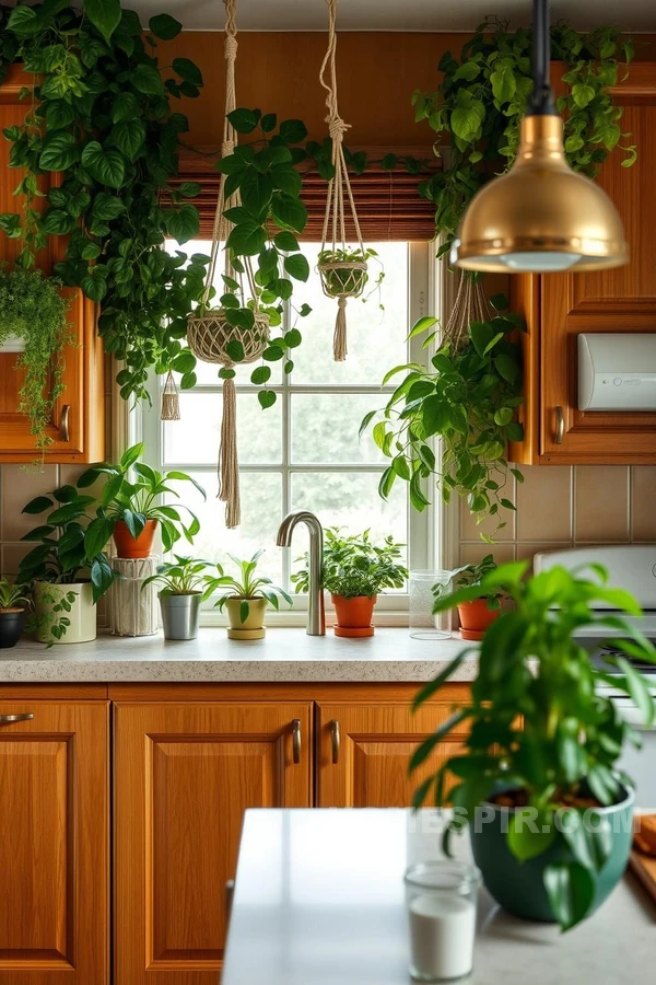 Retro Kitchen Design with Lush Greenery