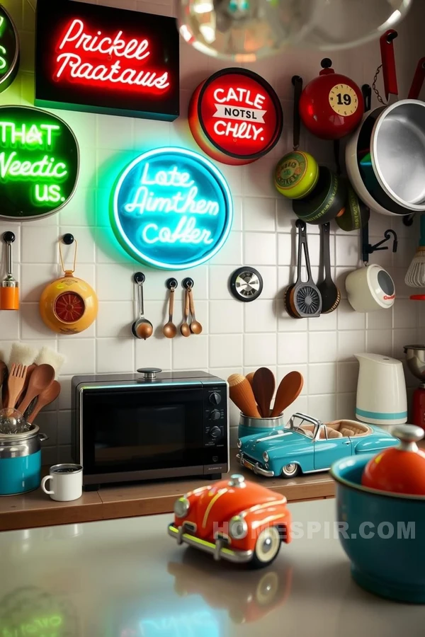 Retro Neon and Vintage Kitchen Charm