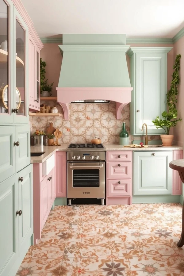 Romantic Mediterranean Kitchen with Pastel Hues