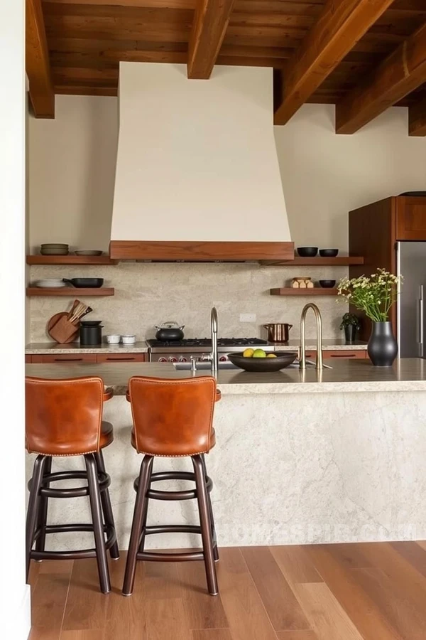 Rugged Leather and Stone Southwestern Kitchen