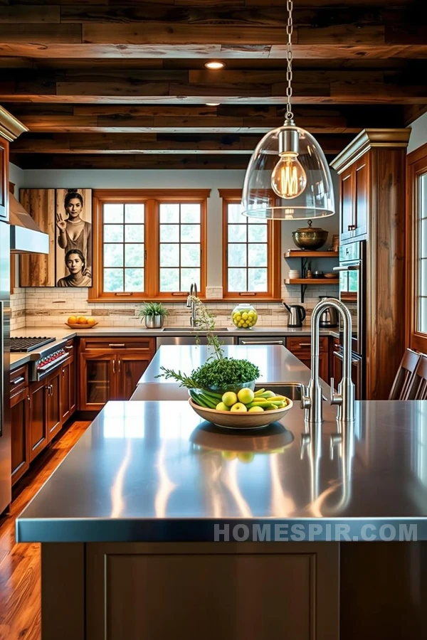 Rustic and Sleek Symbiosis in Transitional Kitchen