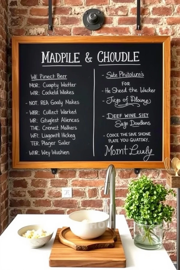 Rustic Chalkboard Accent with Brick Backdrop