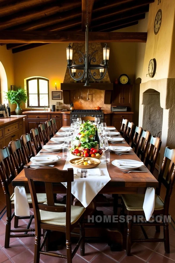 Rustic Dining Set in Warmly Lit Kitchen