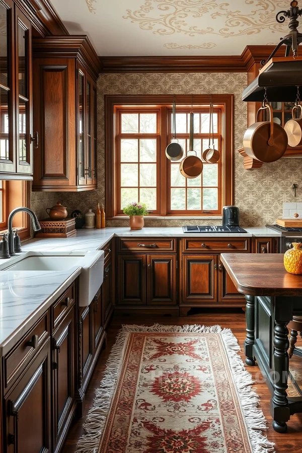 Rustic Dining Table in Victorian Kitchen