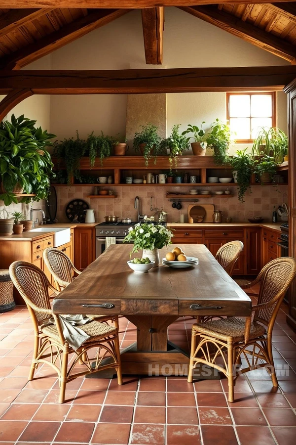 Rustic Dining with Wicker Chairs