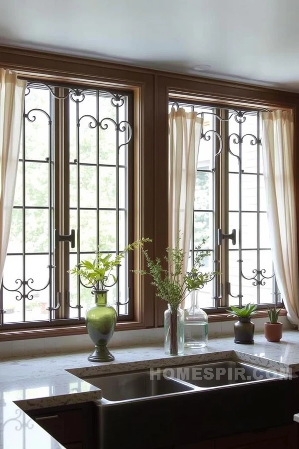 Rustic Grilles on Kitchen Windows