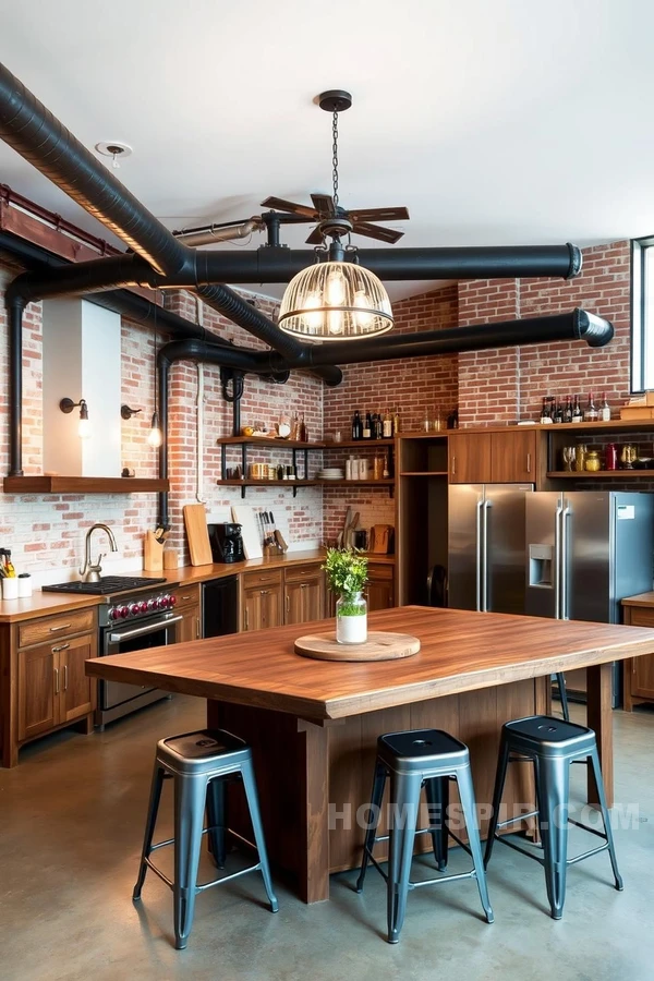 Rustic Industrial Open Kitchen Aesthetic