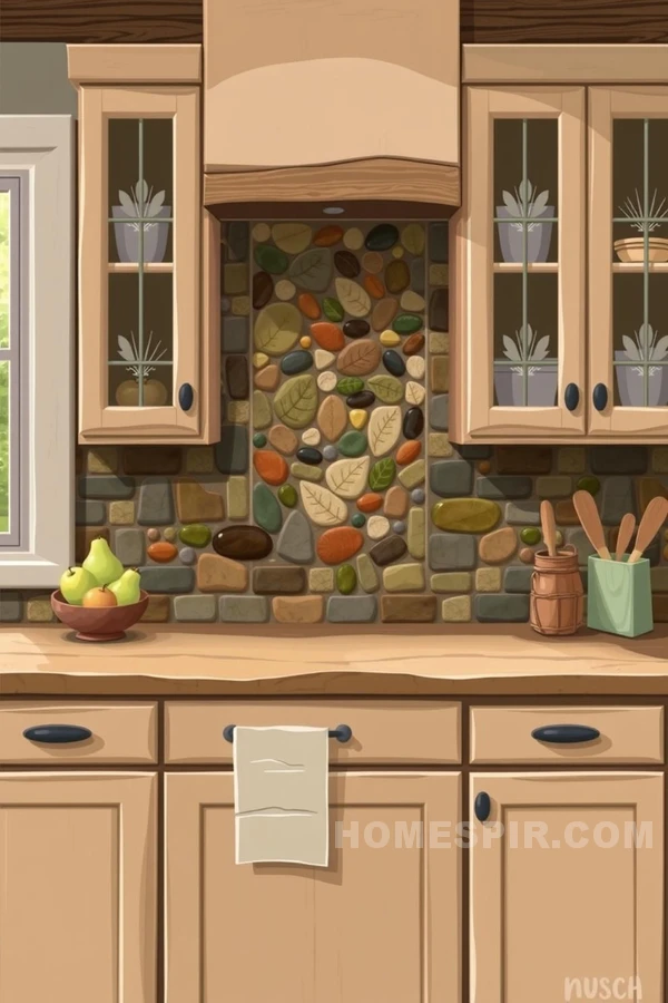 Rustic Kitchen Nature Theme Slate and Stone Backsplash