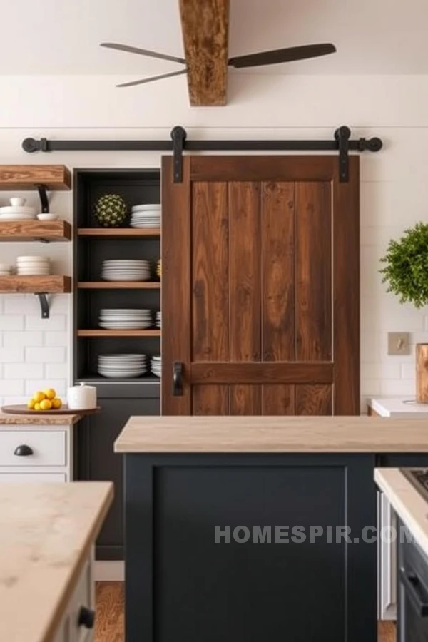 Rustic Kitchen Storage with Sliding Barn Door