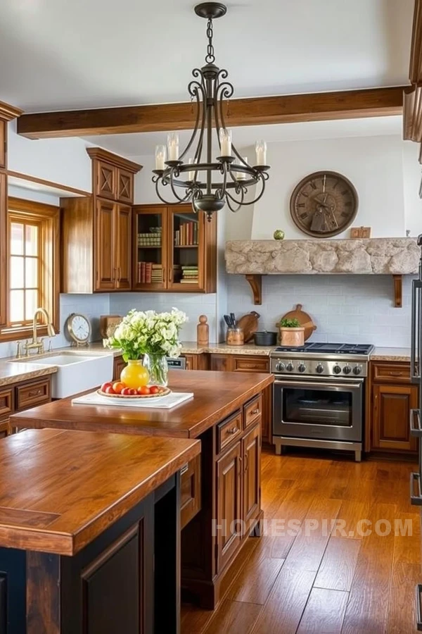 Rustic Kitchen Warmth with Vintage Elegance