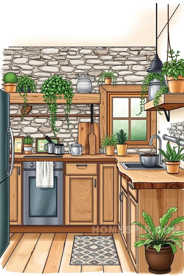 Rustic Kitchen with Plant Decor