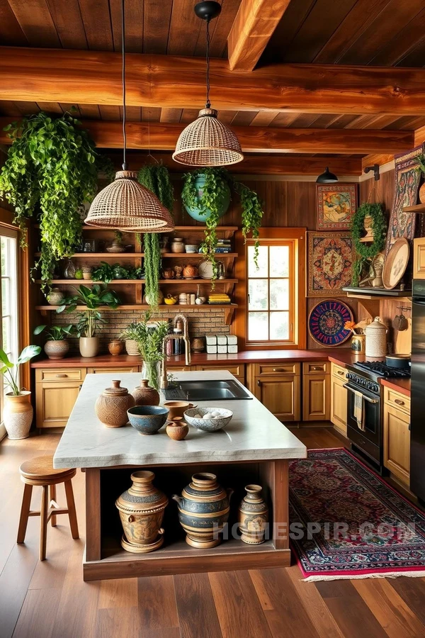 Rustic Meets Bohemian Open Kitchen