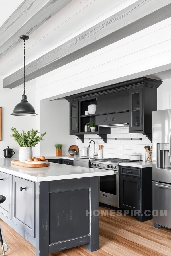 Rustic Monochrome Farmhouse Kitchen