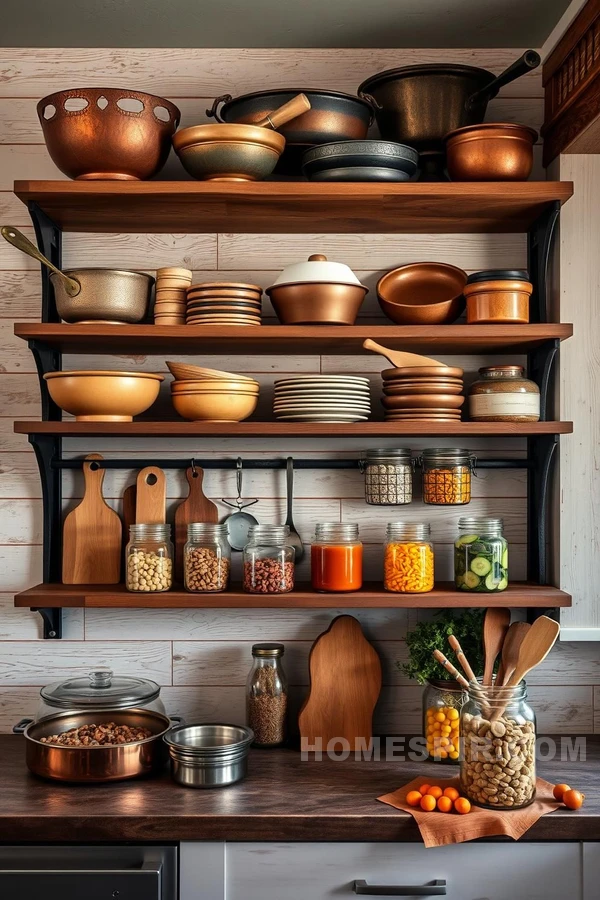 Rustic Open Shelving and Plank Wood