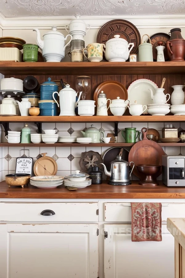 Rustic Open Shelving with Antique Kitchenware