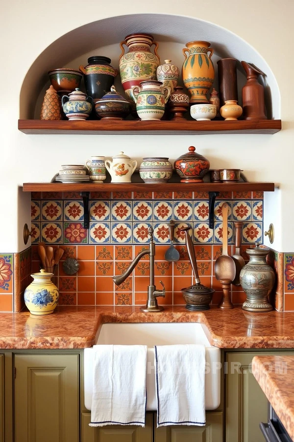 Rustic Shelves and Pottery Accents