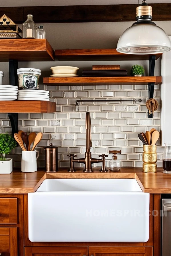 Rustic Shelving Meets Modern Kitchen Aesthetics