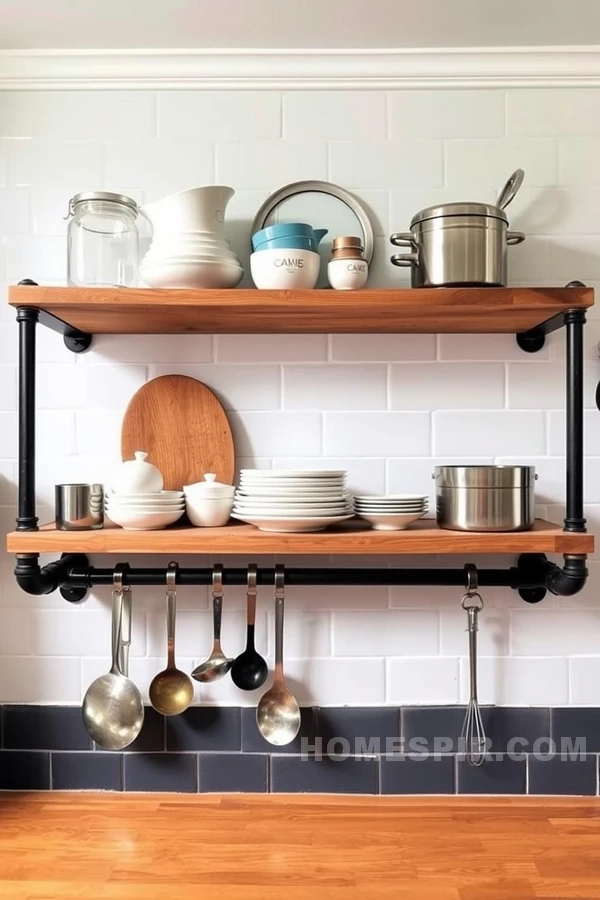 Rustic Shelving with Pipes and Reclaimed Wood